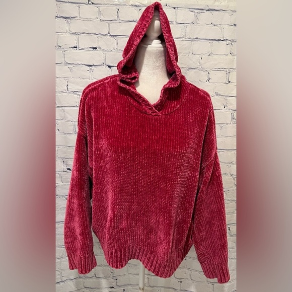 H&M L.O.G.G Pink Chenille Hoodie Size Medium - Picture 1 of 8